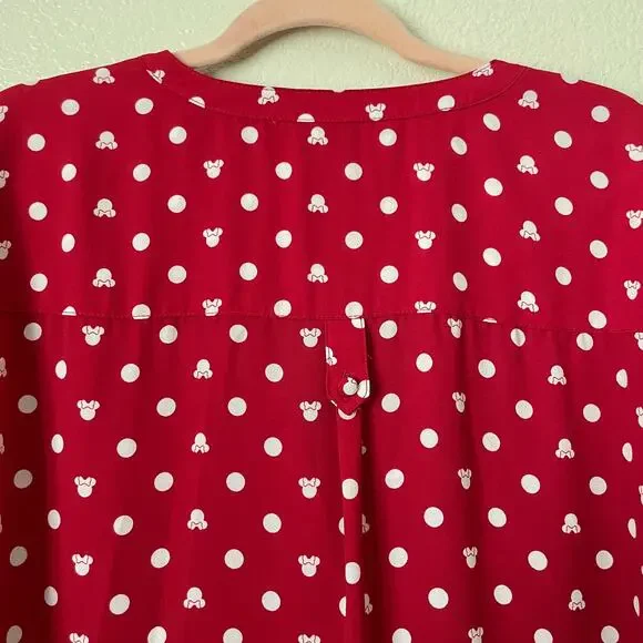 Torrid Disney Top Womens 3X Red White Minnie Mouse Harper Georgette Dot Blouse - Picture 8 of 12